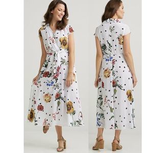 Joseph Ribkoff White Floral Polka Dot Dress